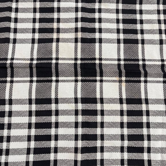 Vintage Black & White Plaid Woven Textile Headwear Scarf - Picture 2 of 5